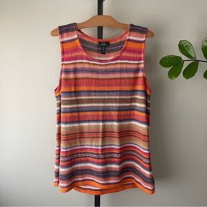 Ralph Lauren Knit Tank Top Striped Orange Purple Pink Boho Bohemian Size XL